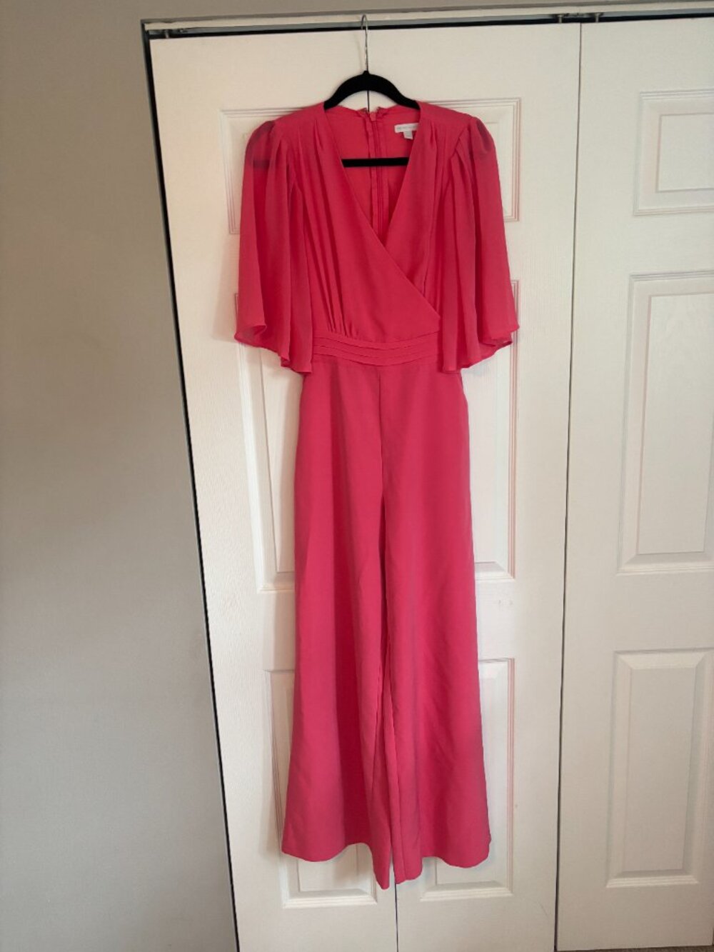 New York & Company Hot Pink Chiffon Wrap Jumpsuit - Size XS
